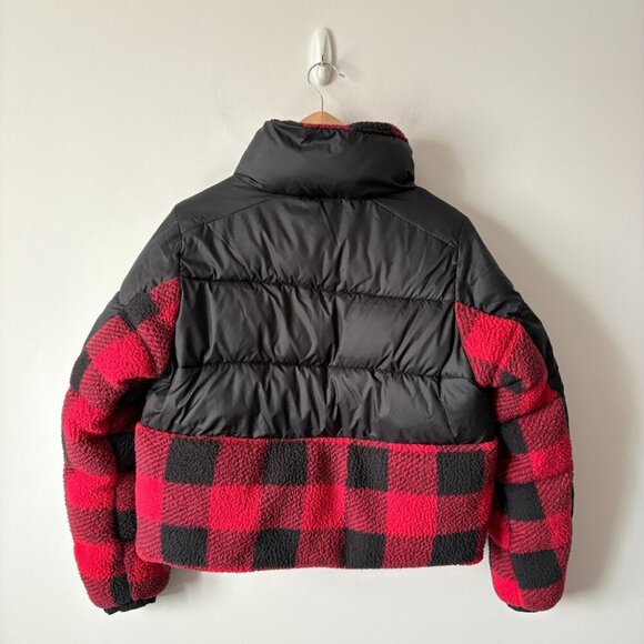 Columbia Leadbetter Point Sherpa Hybrid Cropped Puffer Jacket Coat Medium - Picture 6 of 9